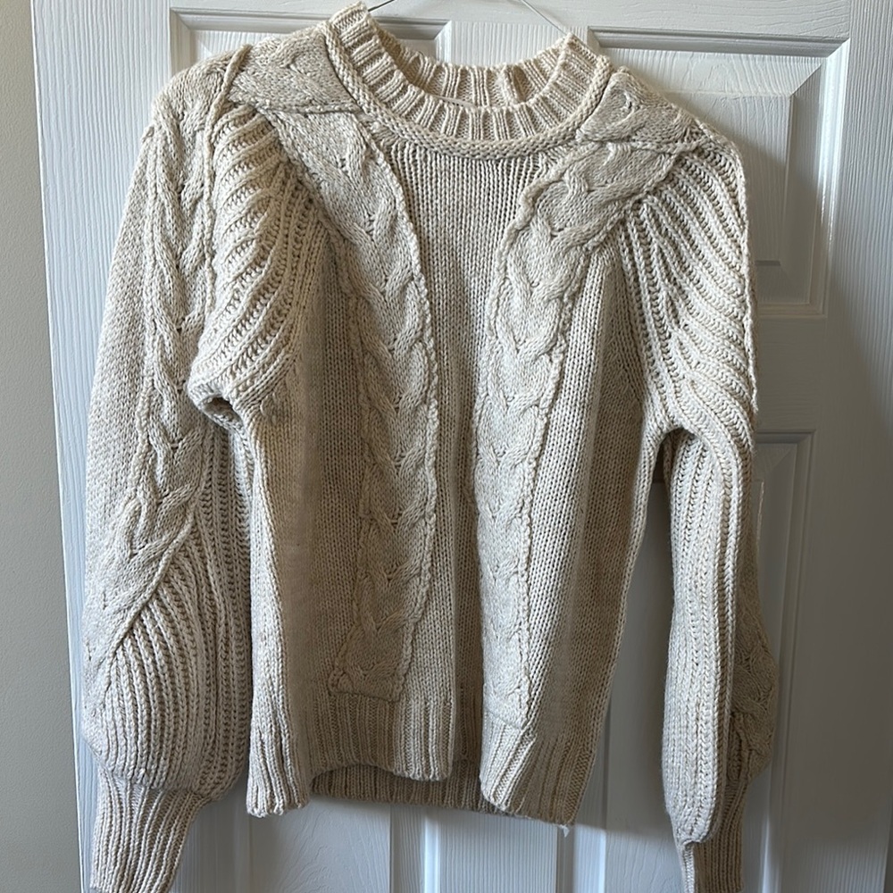 Zenana Outfitters Beige Cable Knit Sweater